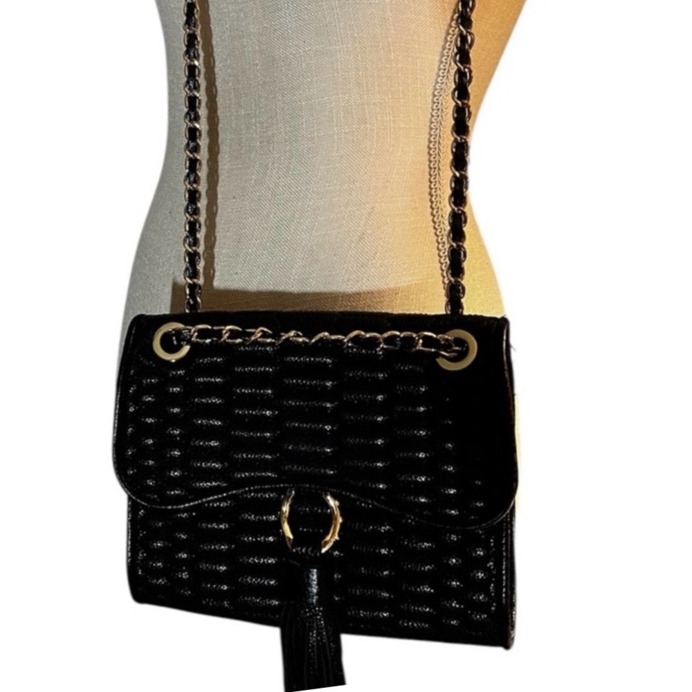 Aimee Kestenberg quilted  Black leather Tassel Shoulder Bag